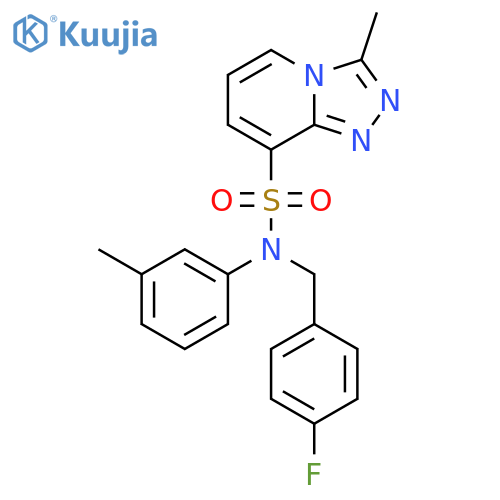 N-(4-fluorophenyl)methyl-3-methyl-N-(3-methylphenyl)-1,2,4triazolo4,3-apyridine-8-sulfonamide structure