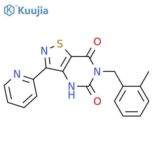 6-[(2-methylphenyl)methyl]-3-pyridin-2-yl-4H-[1,2]thiazolo[4,5-d]pyrimidine-5,7-dione structure