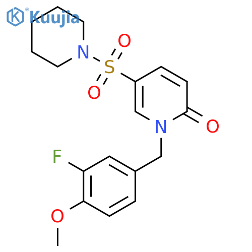 1-(3-fluoro-4-methoxyphenyl)methyl-5-(piperidine-1-sulfonyl)-1,2-dihydropyridin-2-one structure