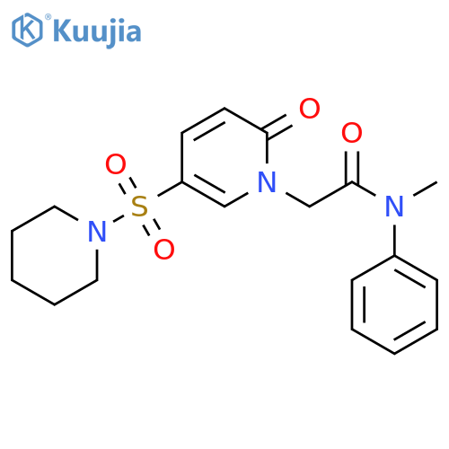 N-methyl-2-[2-oxo-5-(piperidine-1-sulfonyl)-1,2-dihydropyridin-1-yl]-N-phenylacetamide structure