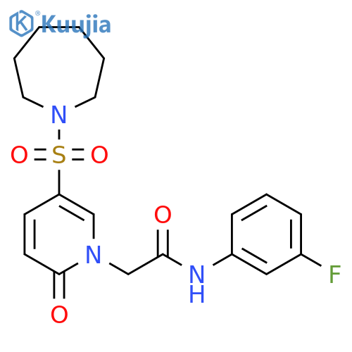 2-5-(azepane-1-sulfonyl)-2-oxo-1,2-dihydropyridin-1-yl-N-(3-fluorophenyl)acetamide structure