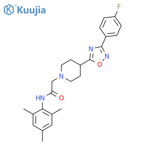 2-{4-3-(4-fluorophenyl)-1,2,4-oxadiazol-5-ylpiperidin-1-yl}-N-(2,4,6-trimethylphenyl)acetamide structure