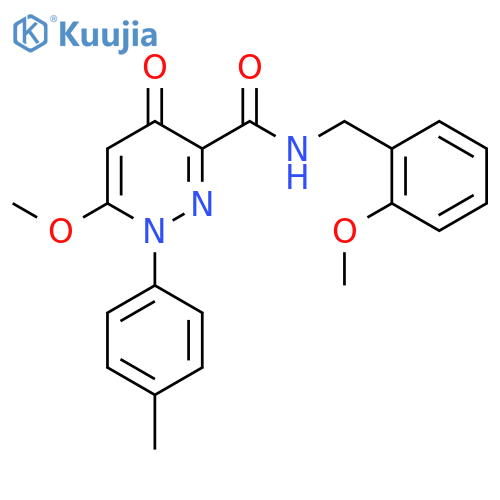 6-methoxy-N-(2-methoxyphenyl)methyl-1-(4-methylphenyl)-4-oxo-1,4-dihydropyridazine-3-carboxamide structure
