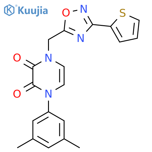 1-(3,5-dimethylphenyl)-4-{3-(thiophen-2-yl)-1,2,4-oxadiazol-5-ylmethyl}-1,2,3,4-tetrahydropyrazine-2,3-dione structure