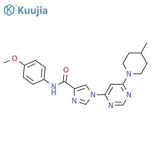 N-(4-methoxyphenyl)-1-6-(4-methylpiperidin-1-yl)pyrimidin-4-yl-1H-imidazole-4-carboxamide structure