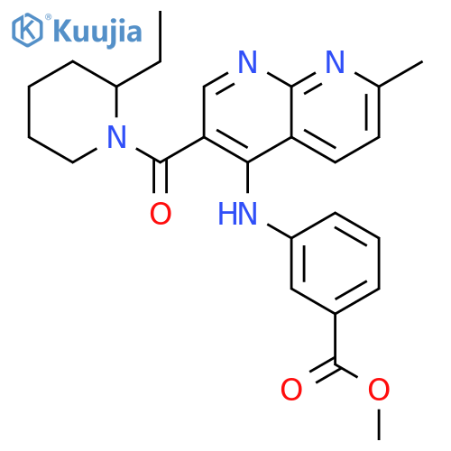 methyl 3-{[3-(2-ethylpiperidine-1-carbonyl)-7-methyl-1,8-naphthyridin-4-yl]amino}benzoate structure