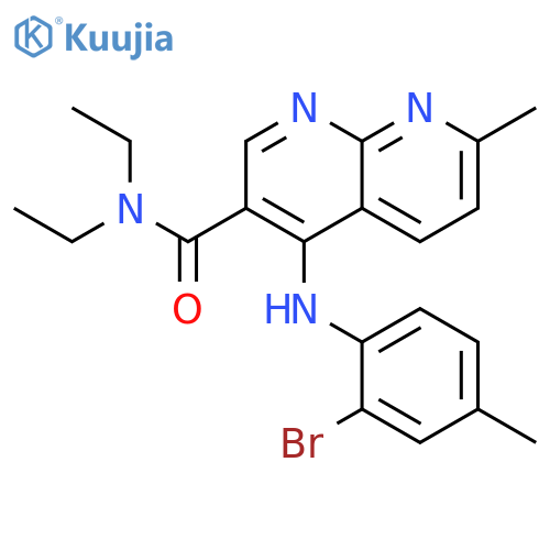 4-[(2-Bromo-4-methylphenyl)amino]-N,N-diethyl-7-methyl-1,8-naphthyridine-3-carboxamide structure