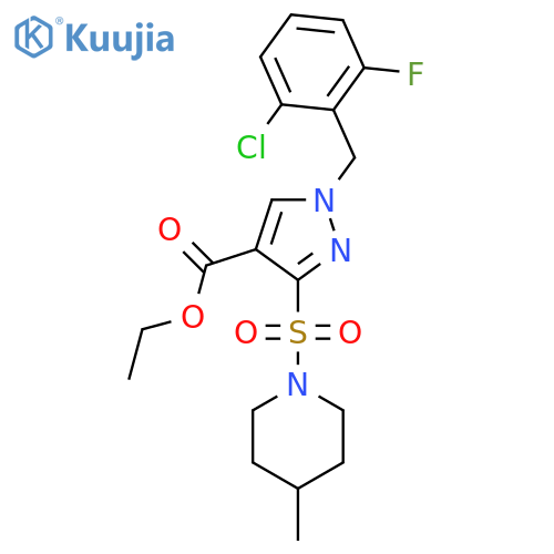 ethyl 1-(2-chloro-6-fluorophenyl)methyl-3-(4-methylpiperidin-1-yl)sulfonyl-1H-pyrazole-4-carboxylate structure