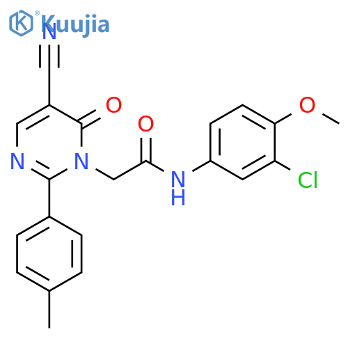 N-(3-chloro-4-methoxyphenyl)-2-[5-cyano-2-(4-methylphenyl)-6-oxo-1,6-dihydropyrimidin-1-yl]acetamide structure