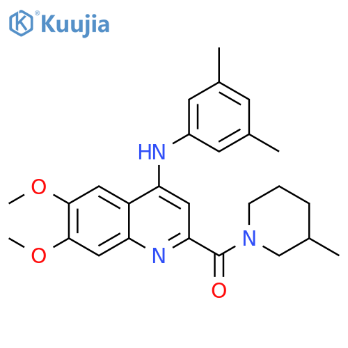 N-(3,5-dimethylphenyl)-6,7-dimethoxy-2-(3-methylpiperidine-1-carbonyl)quinolin-4-amine structure