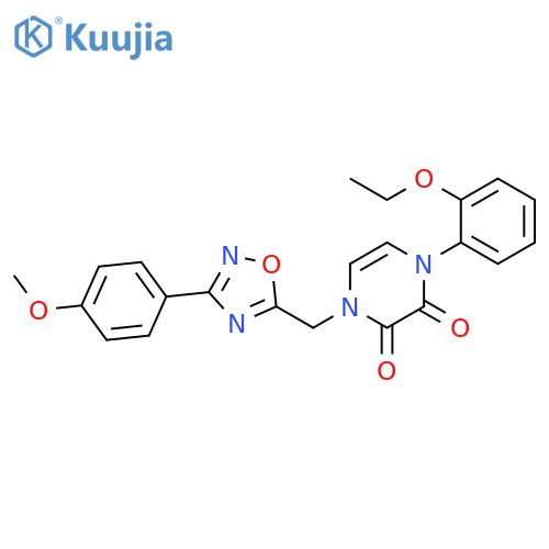 1-(2-ethoxyphenyl)-4-{3-(4-methoxyphenyl)-1,2,4-oxadiazol-5-ylmethyl}-1,2,3,4-tetrahydropyrazine-2,3-dione structure