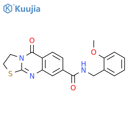 N-(2-methoxyphenyl)methyl-5-oxo-2H,3H,5H-1,3thiazolo2,3-bquinazoline-8-carboxamide structure