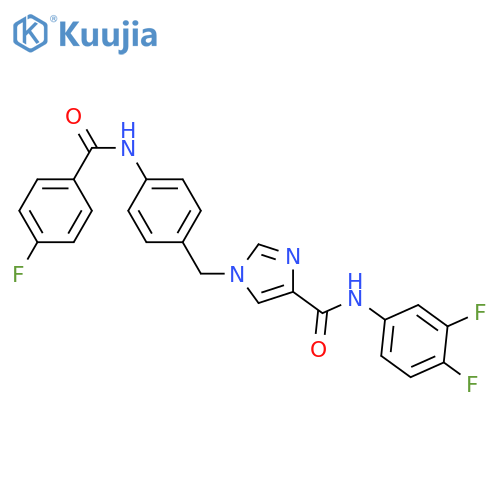 N-(3,4-difluorophenyl)-1-{4-(4-fluorobenzamido)phenylmethyl}-1H-imidazole-4-carboxamide structure