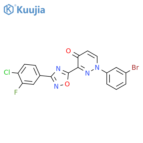 1-(3-bromophenyl)-3-[3-(4-chloro-3-fluorophenyl)-1,2,4-oxadiazol-5-yl]-1,4-dihydropyridazin-4-one structure