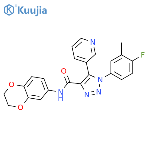 N-(2,3-dihydro-1,4-benzodioxin-6-yl)-1-(4-fluoro-3-methylphenyl)-5-(pyridin-3-yl)-1H-1,2,3-triazole-4-carboxamide structure
