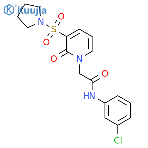 N-(3-chlorophenyl)-2-2-oxo-3-(pyrrolidine-1-sulfonyl)-1,2-dihydropyridin-1-ylacetamide structure
