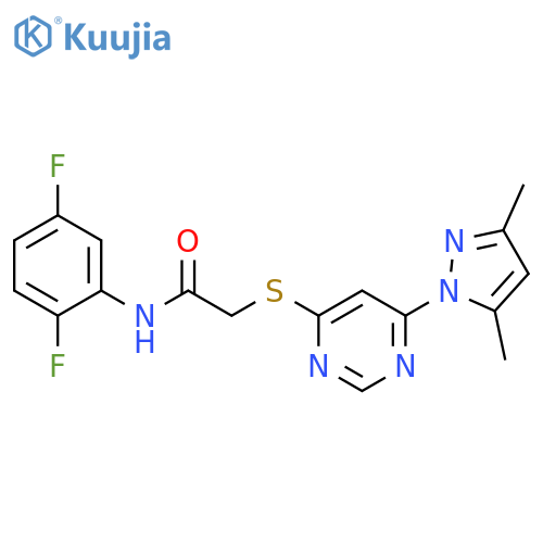 N-(2,5-difluorophenyl)-2-{6-(3,5-dimethyl-1H-pyrazol-1-yl)pyrimidin-4-ylsulfanyl}acetamide structure