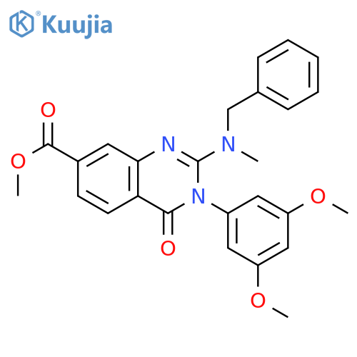 methyl 2-[benzyl(methyl)amino]-3-(3,5-dimethoxyphenyl)-4-oxo-3,4-dihydroquinazoline-7-carboxylate structure