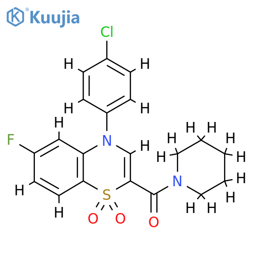 4-(4-chlorophenyl)-6-fluoro-2-(piperidine-1-carbonyl)-4H-1lambda6,4-benzothiazine-1,1-dione structure