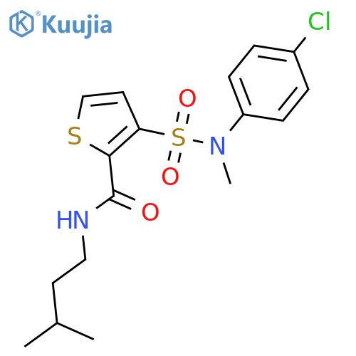 3-[(4-chlorophenyl)(methyl)sulfamoyl]-N-(3-methylbutyl)thiophene-2-carboxamide structure