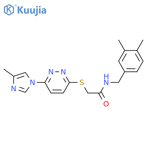 N-(3,4-dimethylphenyl)methyl-2-{6-(4-methyl-1H-imidazol-1-yl)pyridazin-3-ylsulfanyl}acetamide structure