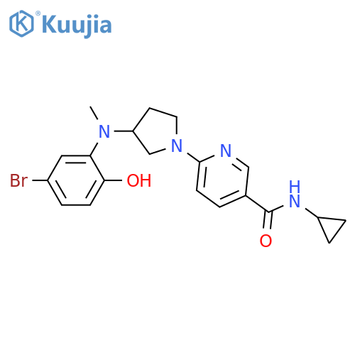 6-(3-{(5-bromo-2-hydroxyphenyl)methylamino}pyrrolidin-1-yl)-N-cyclopropylpyridine-3-carboxamide structure