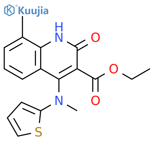 ethyl 8-methyl-2-oxo-4-{[(thiophen-2-yl)methyl]amino}-1,2-dihydroquinoline-3-carboxylate structure