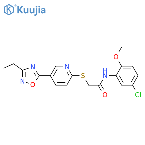 N-(5-chloro-2-methoxyphenyl)-2-{5-(3-ethyl-1,2,4-oxadiazol-5-yl)pyridin-2-ylsulfanyl}acetamide structure