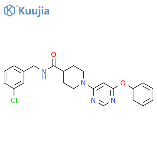 N-(3-chlorophenyl)methyl-1-(6-phenoxypyrimidin-4-yl)piperidine-4-carboxamide structure