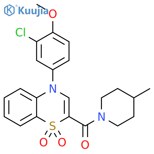 4-(3-chloro-4-methoxyphenyl)-2-(4-methylpiperidine-1-carbonyl)-4H-1lambda6,4-benzothiazine-1,1-dione structure