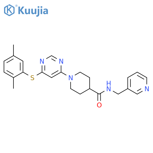 1-{6-(2,5-dimethylphenyl)sulfanylpyrimidin-4-yl}-N-(pyridin-3-yl)methylpiperidine-4-carboxamide structure