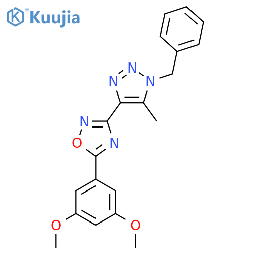 3-(1-benzyl-5-methyl-1H-1,2,3-triazol-4-yl)-5-(3,5-dimethoxyphenyl)-1,2,4-oxadiazole structure