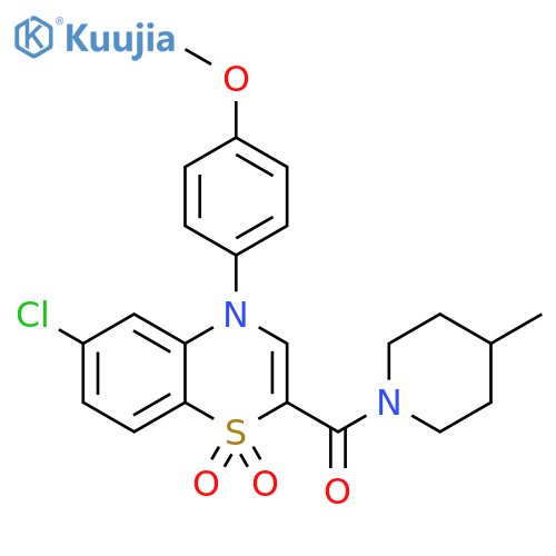 6-chloro-4-(4-methoxyphenyl)-2-(4-methylpiperidine-1-carbonyl)-4H-1lambda6,4-benzothiazine-1,1-dione structure