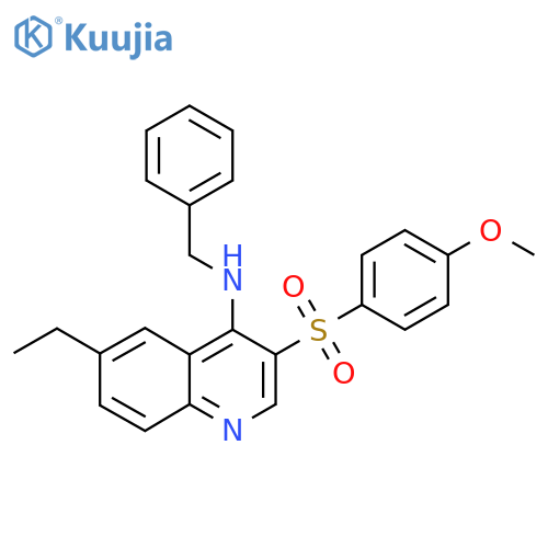 N-benzyl-6-ethyl-3-(4-methoxybenzenesulfonyl)quinolin-4-amine structure