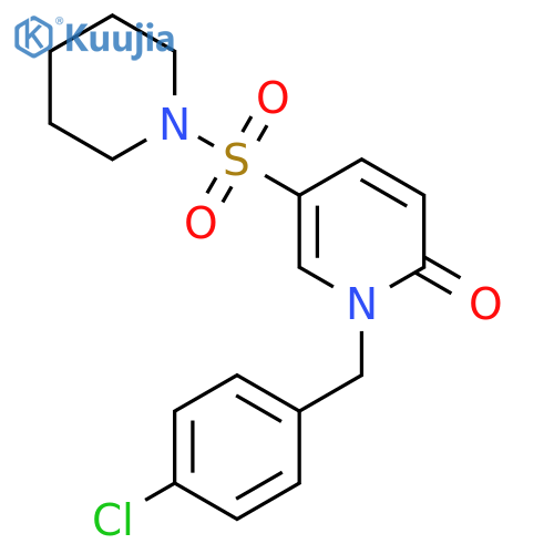 1-[(4-chlorophenyl)methyl]-5-(piperidine-1-sulfonyl)-1,2-dihydropyridin-2-one structure