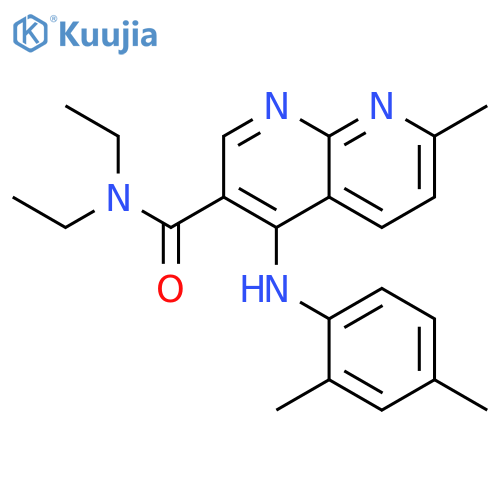 4-[(2,4-dimethylphenyl)amino]-N,N-diethyl-7-methyl-1,8-naphthyridine-3-carboxamide structure
