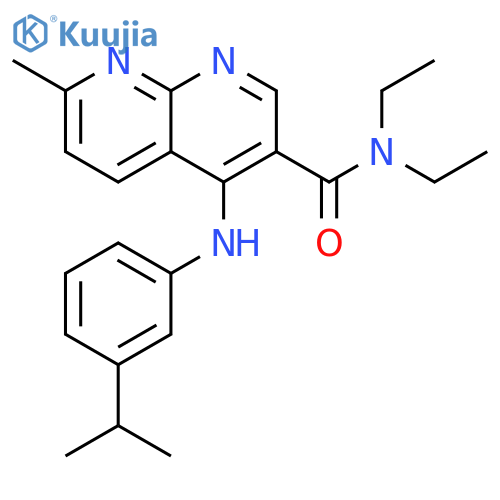 N,N-diethyl-7-methyl-4-{[3-(propan-2-yl)phenyl]amino}-1,8-naphthyridine-3-carboxamide structure