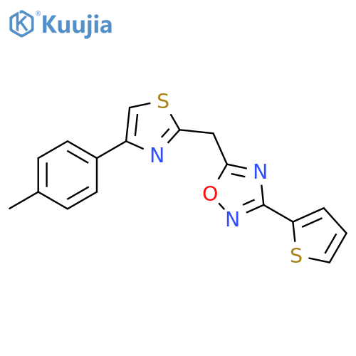 5-{[4-(4-methylphenyl)-1,3-thiazol-2-yl]methyl}-3-(thiophen-2-yl)-1,2,4-oxadiazole structure