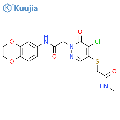 2-(5-chloro-1-{(2,3-dihydro-1,4-benzodioxin-6-yl)carbamoylmethyl}-6-oxo-1,6-dihydropyridazin-4-yl)sulfanyl-N-methylacetamide structure