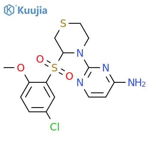 5-(5-chloro-2-methoxybenzenesulfonyl)-2-(thiomorpholin-4-yl)pyrimidin-4-amine structure