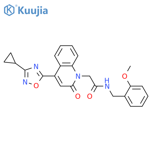 2-[4-(3-cyclopropyl-1,2,4-oxadiazol-5-yl)-2-oxoquinolin-1-yl]-N-[(2-methoxyphenyl)methyl]acetamide structure