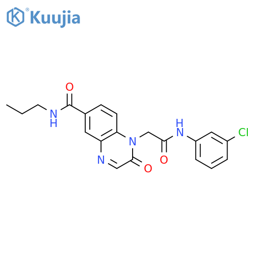 1-{[(3-chlorophenyl)carbamoyl]methyl}-2-oxo-N-propyl-1,2-dihydroquinoxaline-6-carboxamide structure