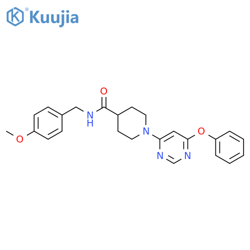 N-[(4-methoxyphenyl)methyl]-1-(6-phenoxypyrimidin-4-yl)piperidine-4-carboxamide structure