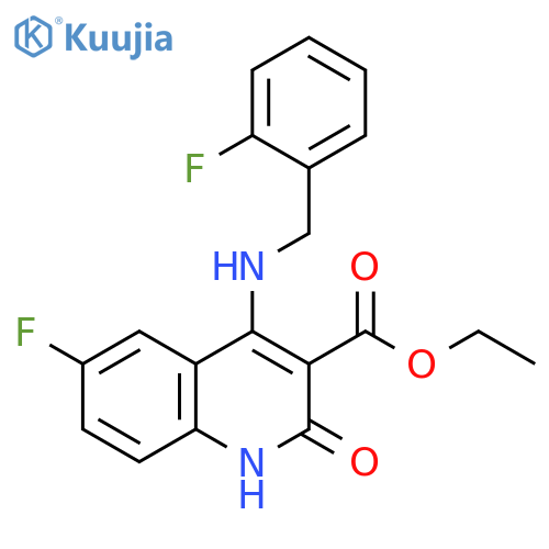 ethyl 6-fluoro-4-{[(2-fluorophenyl)methyl]amino}-2-oxo-1,2-dihydroquinoline-3-carboxylate structure