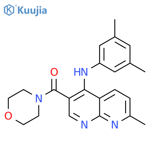 N-(3,5-dimethylphenyl)-7-methyl-3-(morpholine-4-carbonyl)-1,8-naphthyridin-4-amine structure