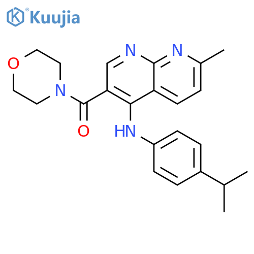 7-methyl-3-(morpholine-4-carbonyl)-N-[4-(propan-2-yl)phenyl]-1,8-naphthyridin-4-amine structure