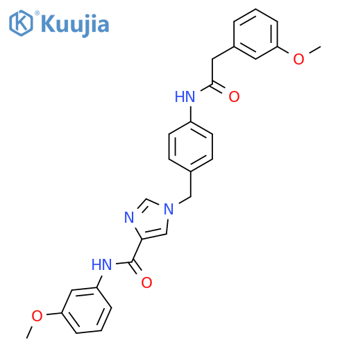 N-(3-methoxyphenyl)-1-({4-2-(3-methoxyphenyl)acetamidophenyl}methyl)-1H-imidazole-4-carboxamide structure