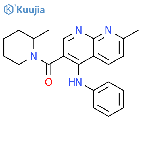 7-methyl-3-(2-methylpiperidine-1-carbonyl)-N-phenyl-1,8-naphthyridin-4-amine structure