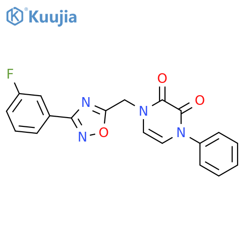 1-{3-(3-fluorophenyl)-1,2,4-oxadiazol-5-ylmethyl}-4-phenyl-1,2,3,4-tetrahydropyrazine-2,3-dione structure