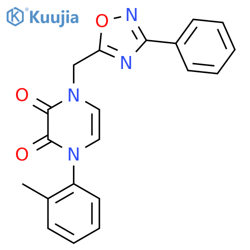 1-(2-methylphenyl)-4-(3-phenyl-1,2,4-oxadiazol-5-yl)methyl-1,2,3,4-tetrahydropyrazine-2,3-dione structure